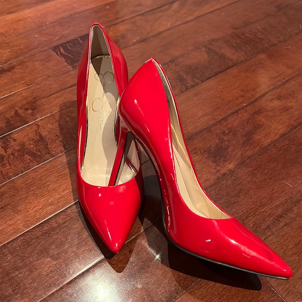 Red Patent Leather pumps.